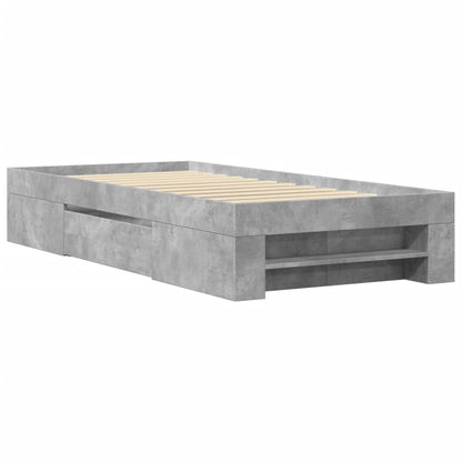 Bed Frame without Mattress Concrete Grey 100x200cm Engineered Wood