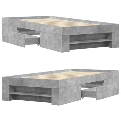 Bed Frame without Mattress Concrete Grey 100x200cm Engineered Wood