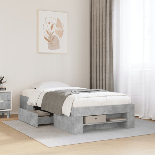 Bed Frame without Mattress Concrete Grey 100x200cm Engineered Wood