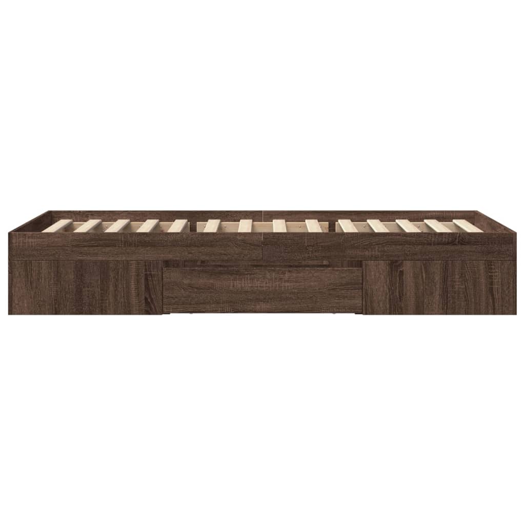 Bed Frame without Mattress Brown Oak 100x200 cm Engineered Wood