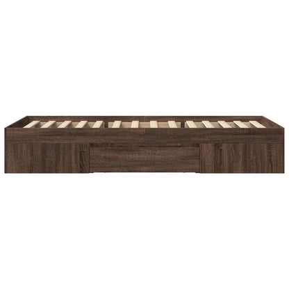 Bed Frame without Mattress Brown Oak 100x200 cm Engineered Wood