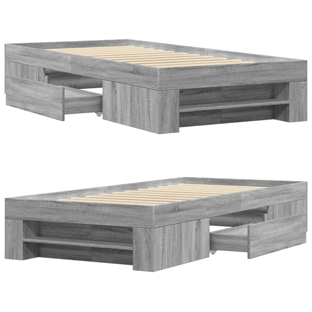 Bed Frame without Mattress Grey Sonoma 90x200 cm Engineered Wood