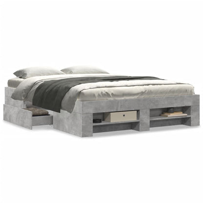 Bed Frame without Mattress Concrete Grey 140x190cm Engineered Wood