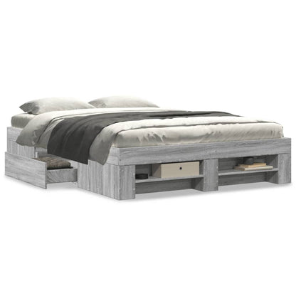 Bed Frame without Mattress Grey Sonoma 140x190 cm Engineered Wood