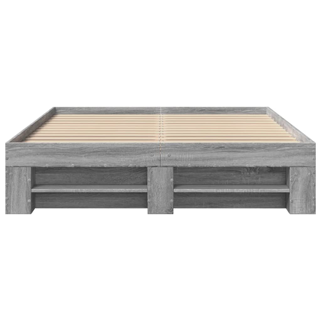 Bed Frame without Mattress Grey Sonoma 140x190 cm Engineered Wood