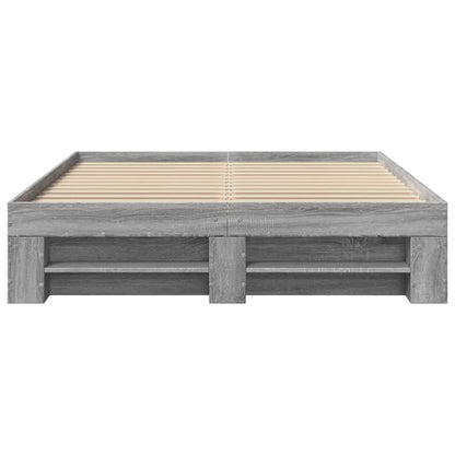 Bed Frame without Mattress Grey Sonoma 140x190 cm Engineered Wood