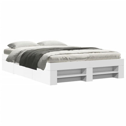 Bed Frame without Mattress White 135x190 cm Double Engineered Wood