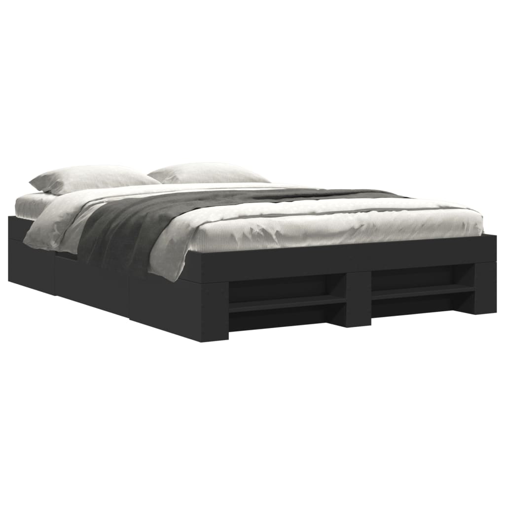Bed Frame without Mattress Black 135x190 cm Double Engineered Wood