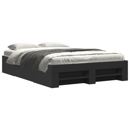 Bed Frame without Mattress Black 135x190 cm Double Engineered Wood