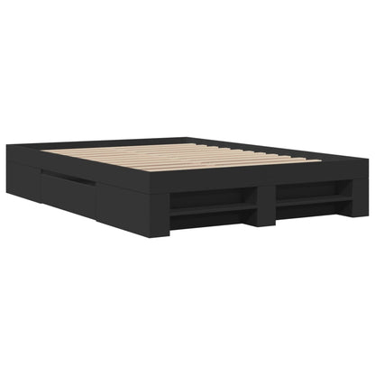 Bed Frame without Mattress Black 135x190 cm Double Engineered Wood
