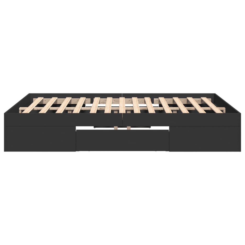 Bed Frame without Mattress Black 135x190 cm Double Engineered Wood