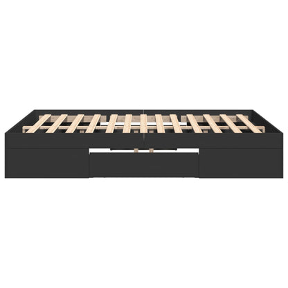 Bed Frame without Mattress Black 135x190 cm Double Engineered Wood
