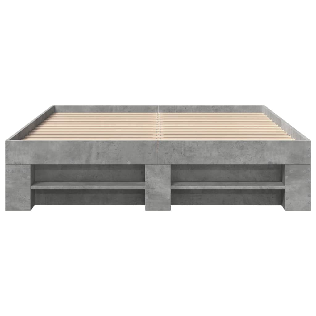 Bed Frame without Mattress Concrete Grey 135x190cm Engineered Wood