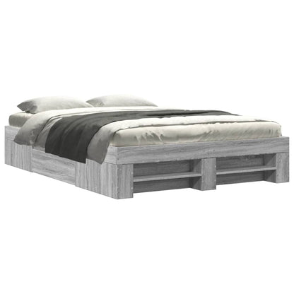 Bed Frame without Mattress Grey Sonoma 135x190 cm Double Engineered Wood