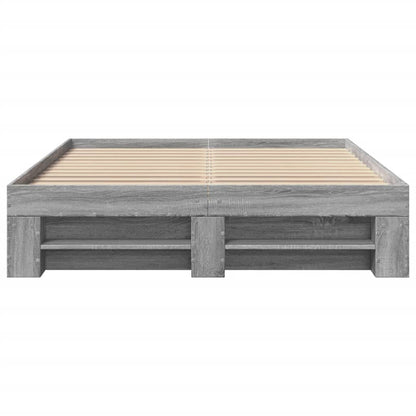 Bed Frame without Mattress Grey Sonoma 135x190 cm Double Engineered Wood