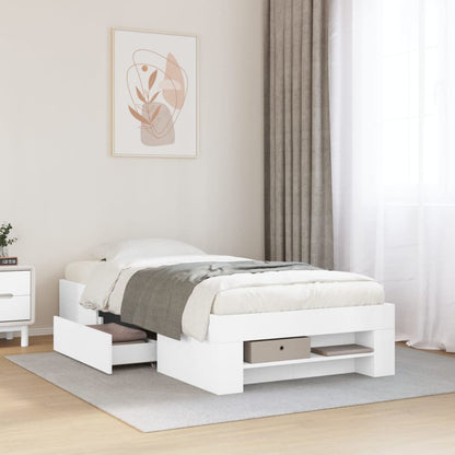Bed Frame without Mattress White 90x190 cm Single Engineered Wood