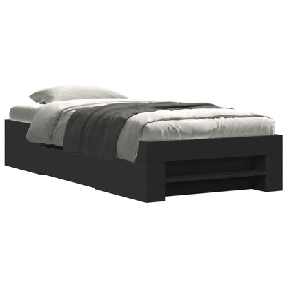Bed Frame without Mattress Black 90x190 cm Single Engineered Wood