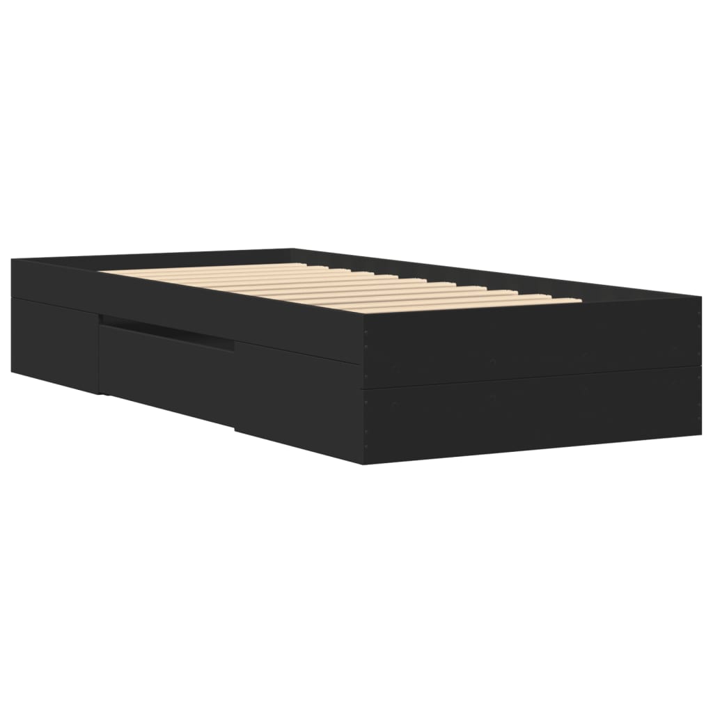 Bed Frame without Mattress Black 90x190 cm Single Engineered Wood