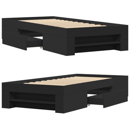 Bed Frame without Mattress Black 90x190 cm Single Engineered Wood