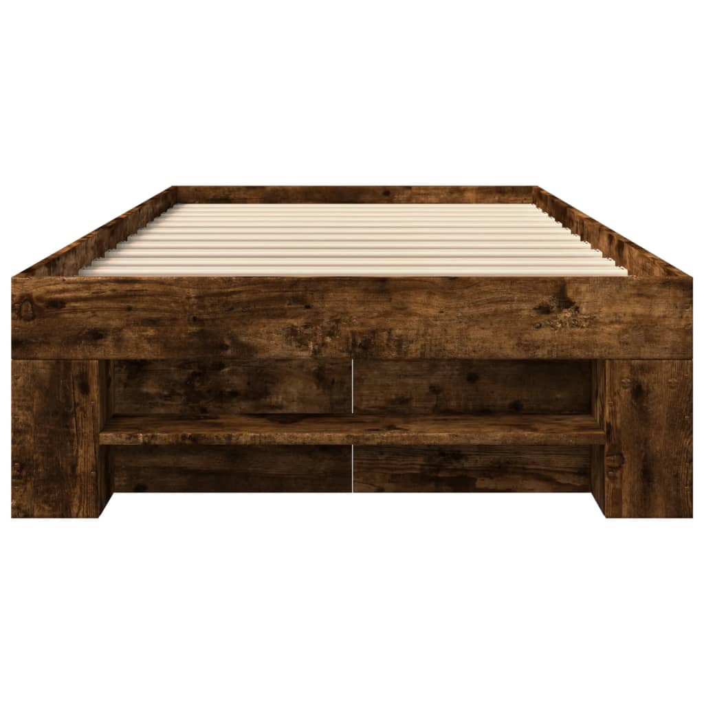 Bed Frame without Mattress Smoked Oak 90x190 cm Single Engineered Wood