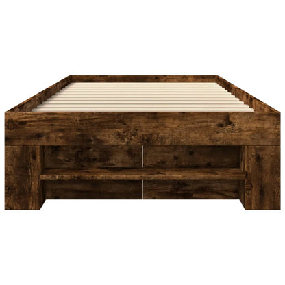 Bed Frame without Mattress Smoked Oak 90x190 cm Single Engineered Wood