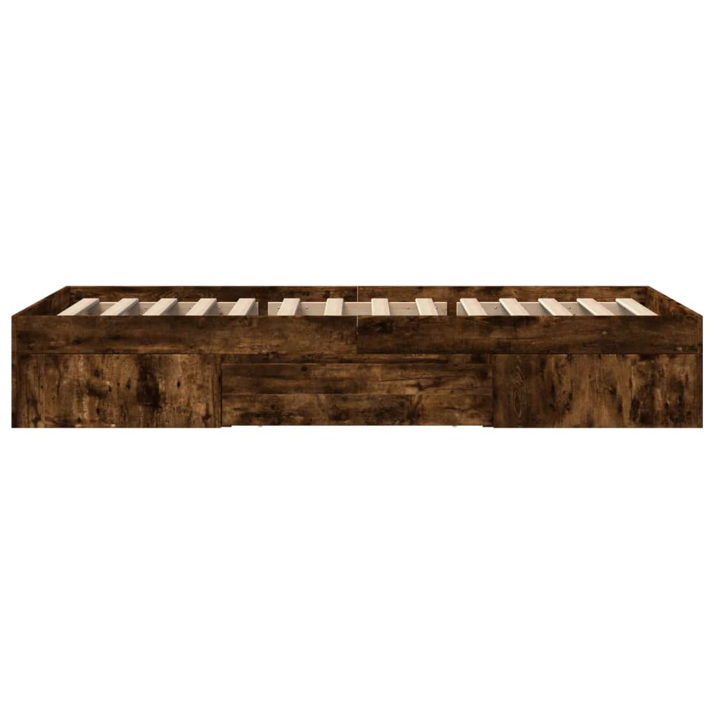 Bed Frame without Mattress Smoked Oak 90x190 cm Single Engineered Wood