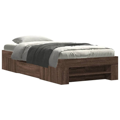 Bed Frame without Mattress Brown Oak 75x190 cm Small Single Engineered Wood