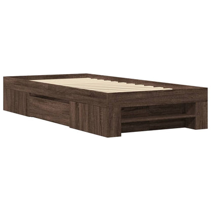 Bed Frame without Mattress Brown Oak 75x190 cm Small Single Engineered Wood