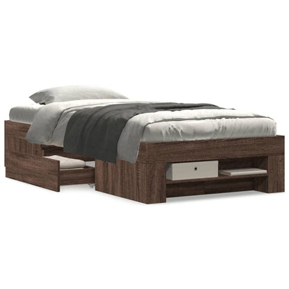 Bed Frame without Mattress Brown Oak 75x190 cm Small Single Engineered Wood