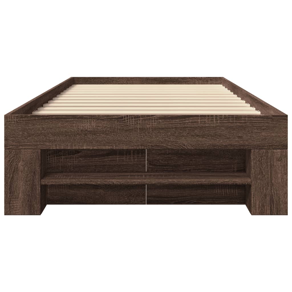 Bed Frame without Mattress Brown Oak 75x190 cm Small Single Engineered Wood