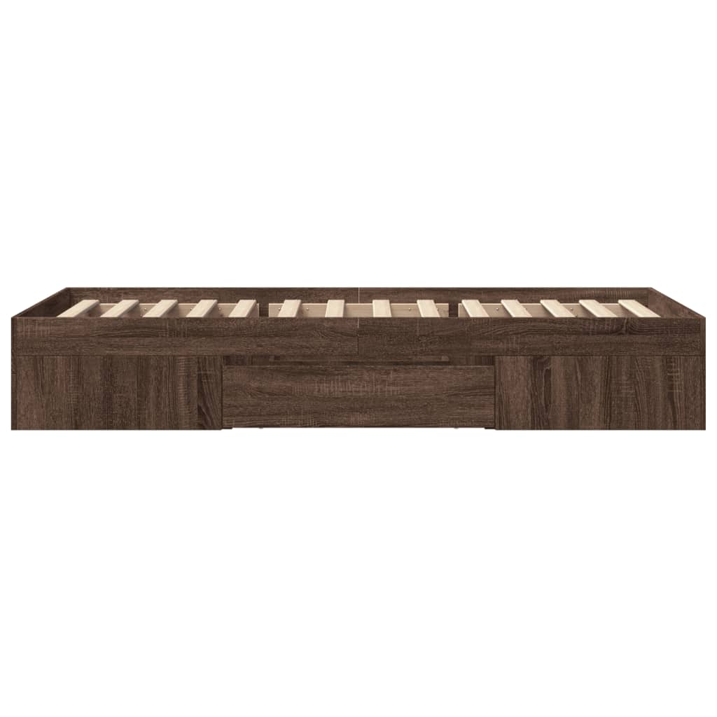Bed Frame without Mattress Brown Oak 75x190 cm Small Single Engineered Wood