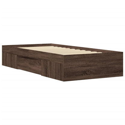 Bed Frame without Mattress Brown Oak 75x190 cm Small Single Engineered Wood