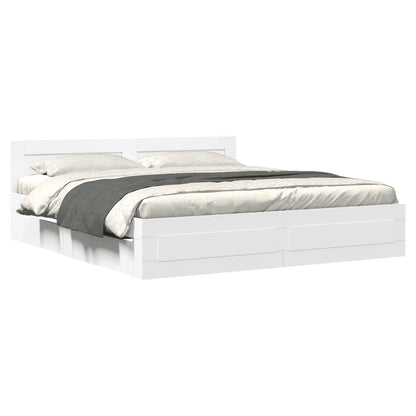 Bed Frame with Headboard without Mattress White 200x200 cm