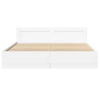 Bed Frame with Headboard without Mattress White 200x200 cm
