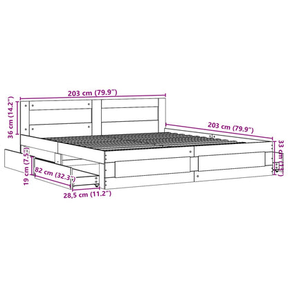 Bed Frame with Headboard without Mattress Sonoma Oak 200x200 cm