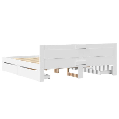 Bed Frame with Headboard without Mattress White 180x200 cm Super King