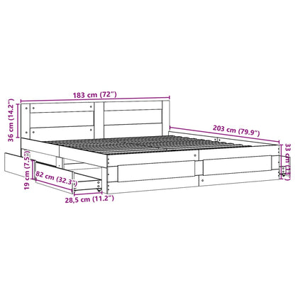 Bed Frame with Headboard without Mattress White 180x200 cm Super King