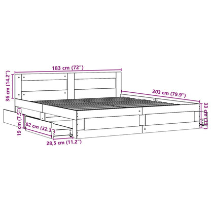 Bed Frame with Headboard without Mattress Smoked Oak 180x200 cm Super King