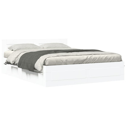Bed Frame with Headboard without Mattress White 160x200 cm