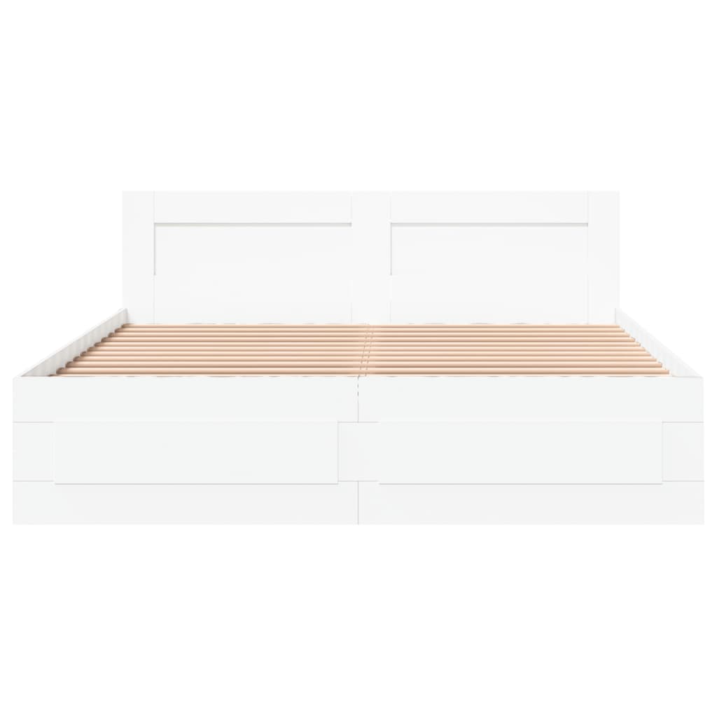 Bed Frame with Headboard without Mattress White 160x200 cm