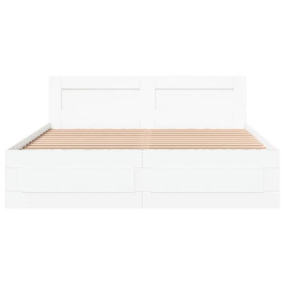 Bed Frame with Headboard without Mattress White 160x200 cm