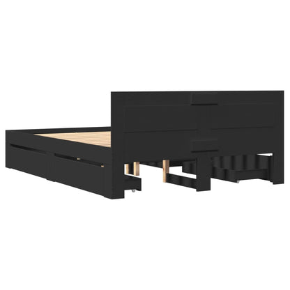 Bed Frame with Headboard without Mattress Black 140x200 cm