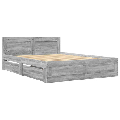 Bed Frame with Headboard without Mattress Grey Sonoma 140x200 cm