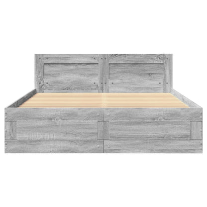 Bed Frame with Headboard without Mattress Grey Sonoma 140x200 cm