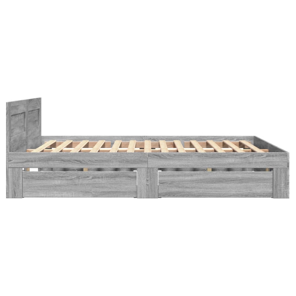 Bed Frame with Headboard without Mattress Grey Sonoma 140x200 cm