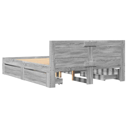 Bed Frame with Headboard without Mattress Grey Sonoma 140x200 cm