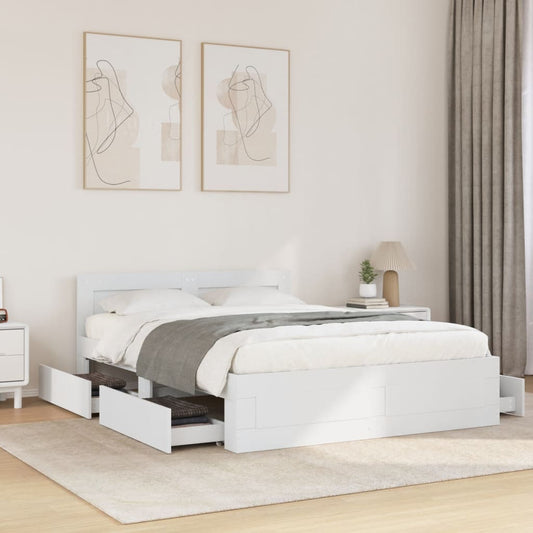 Bed Frame with Headboard without Mattress White 120x200 cm
