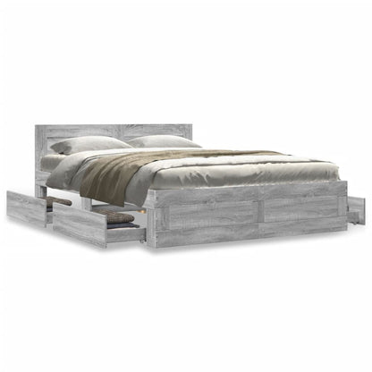 Bed Frame with Headboard without Mattress Grey Sonoma 120x200 cm