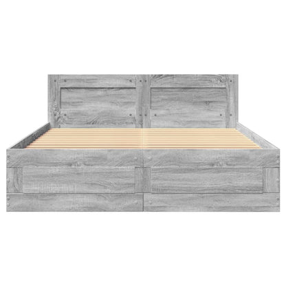 Bed Frame with Headboard without Mattress Grey Sonoma 120x200 cm