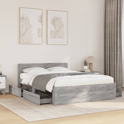Bed Frame with Headboard without Mattress Grey Sonoma 120x200 cm